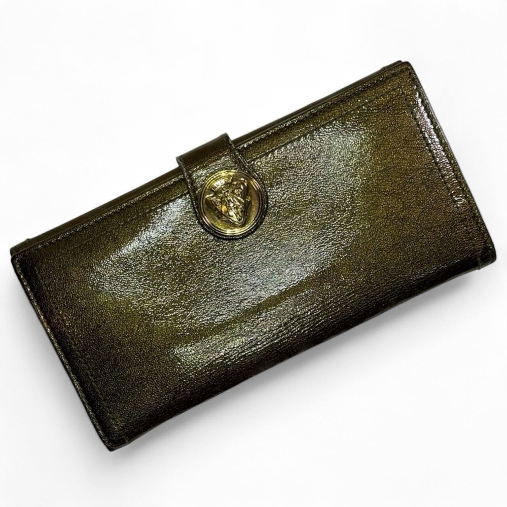 GUCCI Authentic hysteria continental wallet patent leather grey/gold SALE